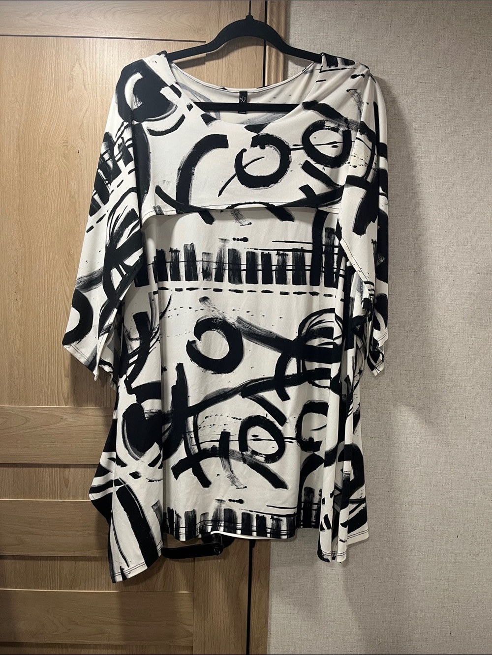 Abstract Brushstroke Black & White Women’s Tunic Top